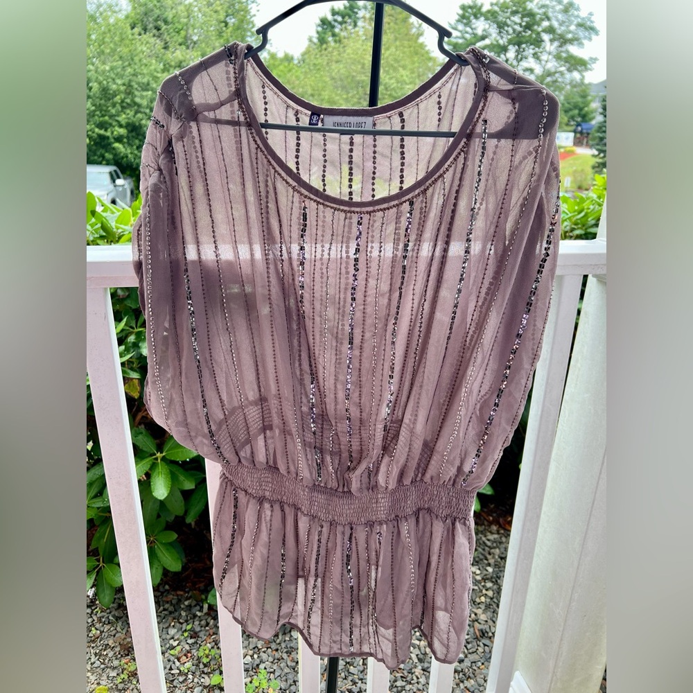 Jennifer Lopez Pink Pleated 3/4 Sleeve Blouse